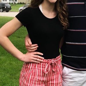 Black short sleeve bodysuit